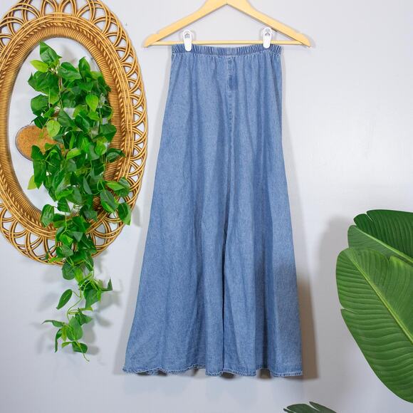 Vintage Lightwash Denim Midi Skirt Drawstring Waist Cotton 10 | Light Summer - Picture 11 of 11